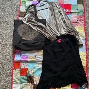 Vintage Victoria’s Secret tote and snakeskin bodysuit outfit